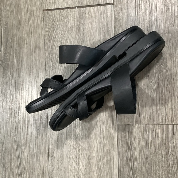 ABEO Kyla Black Leather Adjustable Strap Slip On Memory Foam Sandals size 9 - Picture 5 of 9